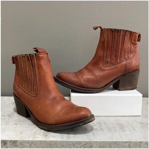All Saints Bonnie Valley Leather Cognac Ankle Boots/Booties Size 40 US 10